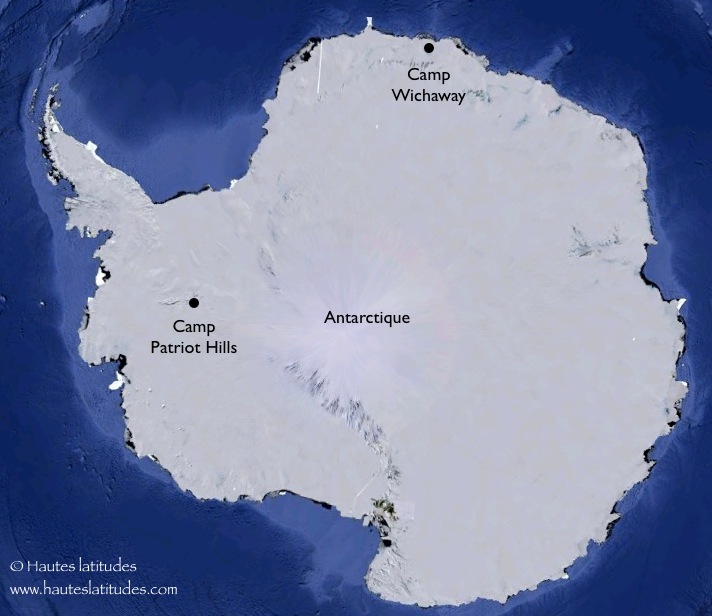 Camps sur le continent antarctique