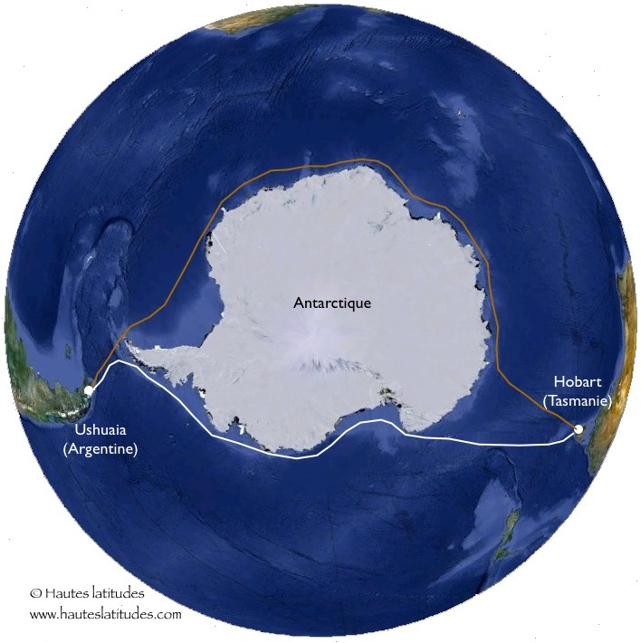 Carte d'un voyage au tour de l'Antarctique