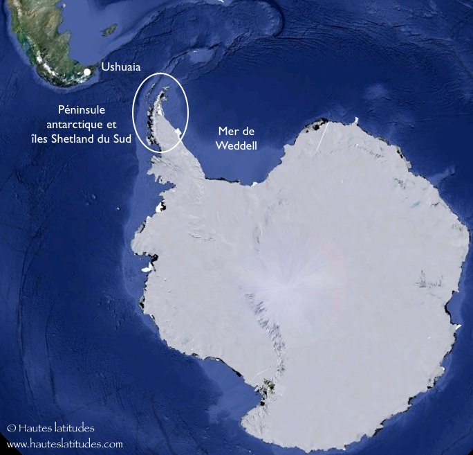 Carte de la péninsule antarctique